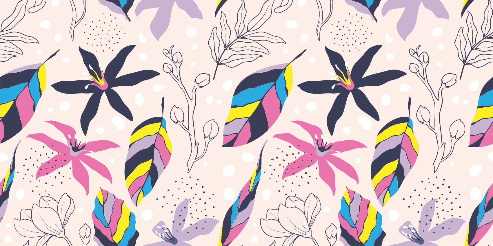 Bloemenfantasie vinyl tapijt bloemen en planten - TenStickers