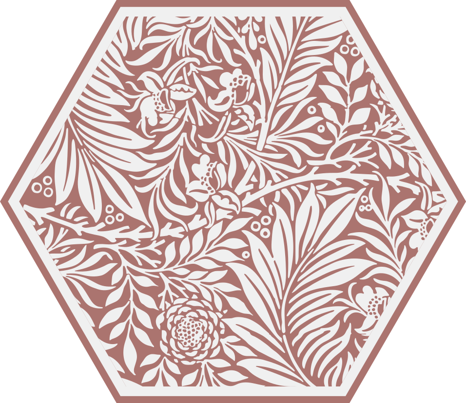 Bloemensymmetrie zeshoek vinyl tapijt bloemen en planten - TenStickers