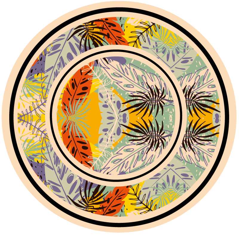 Botanisch cirkelmotief vinyl tapijt bloemen en planten - TenStickers