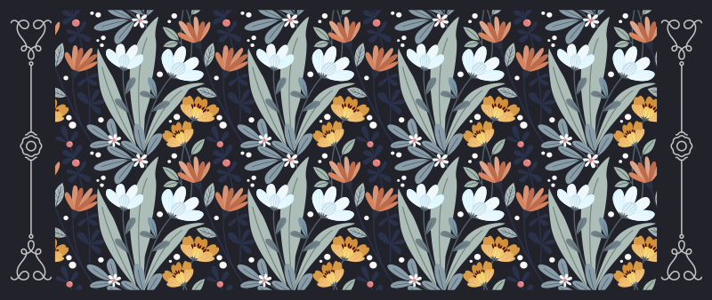 Bloemstukpatroon vinyl tapijt bloemen en planten - TenStickers