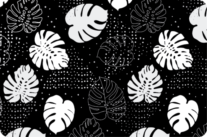 Monochroom botanisch vinyl tapijt bloemen en planten - TenStickers