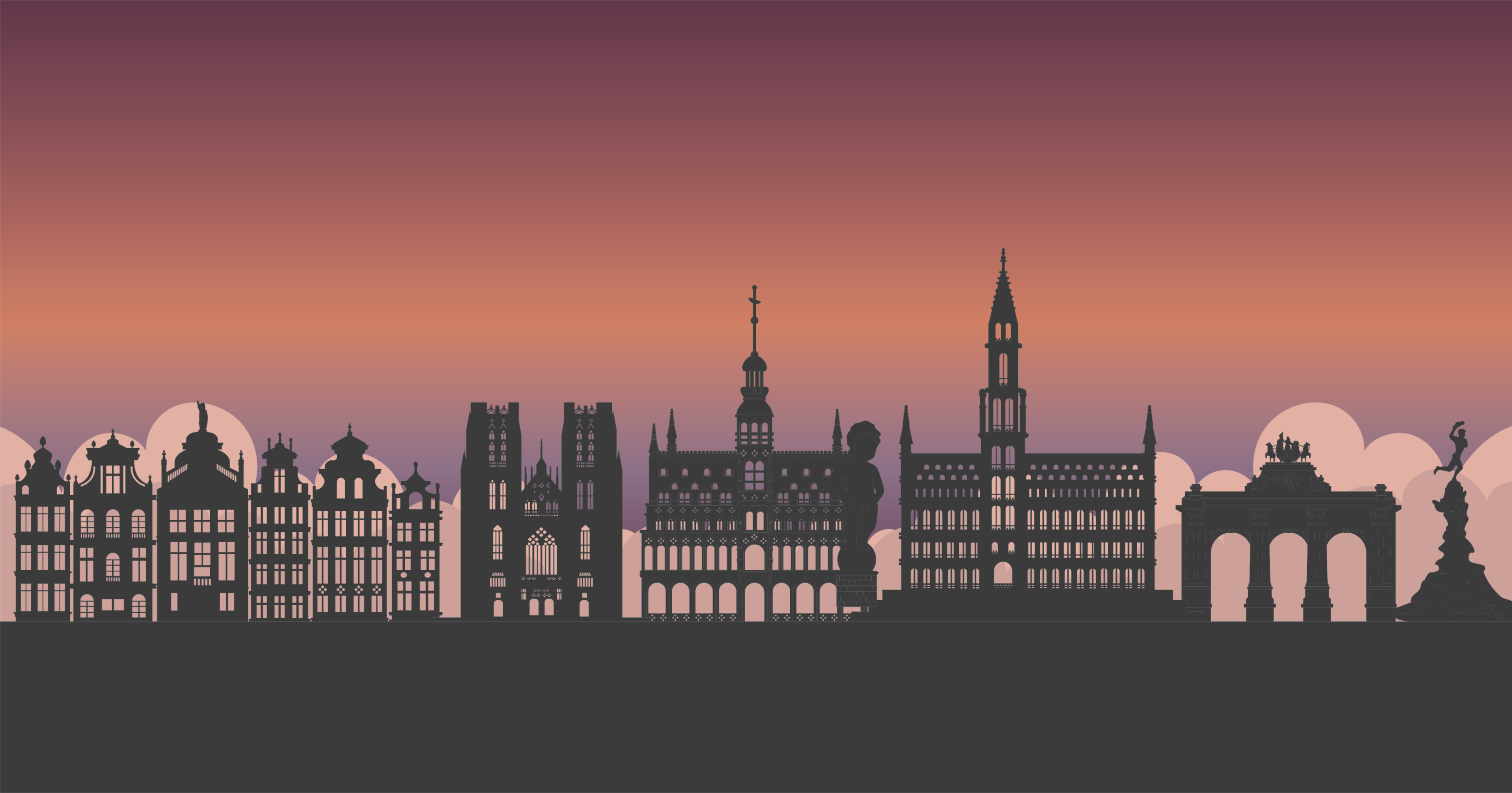 Silhouet skyline vinyl tapijt wereldkaart - TenStickers