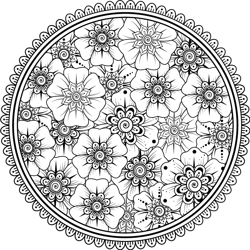Vinyl tapijt mandala bloemmotief - TenStickers