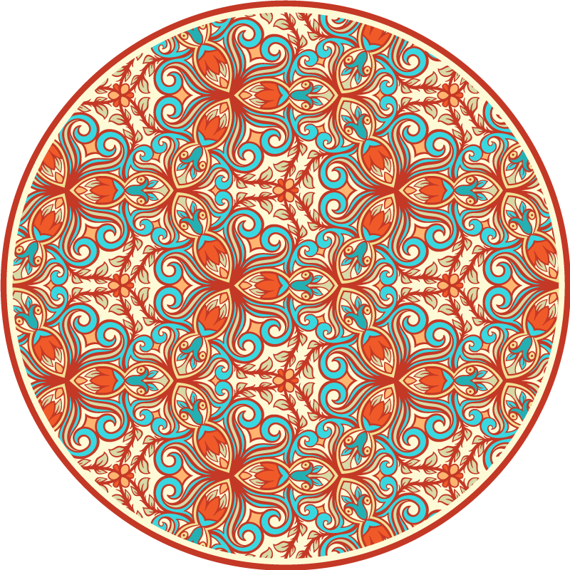Sierlijk cirkelvormig patroon vinyl tapijt mandala - TenStickers