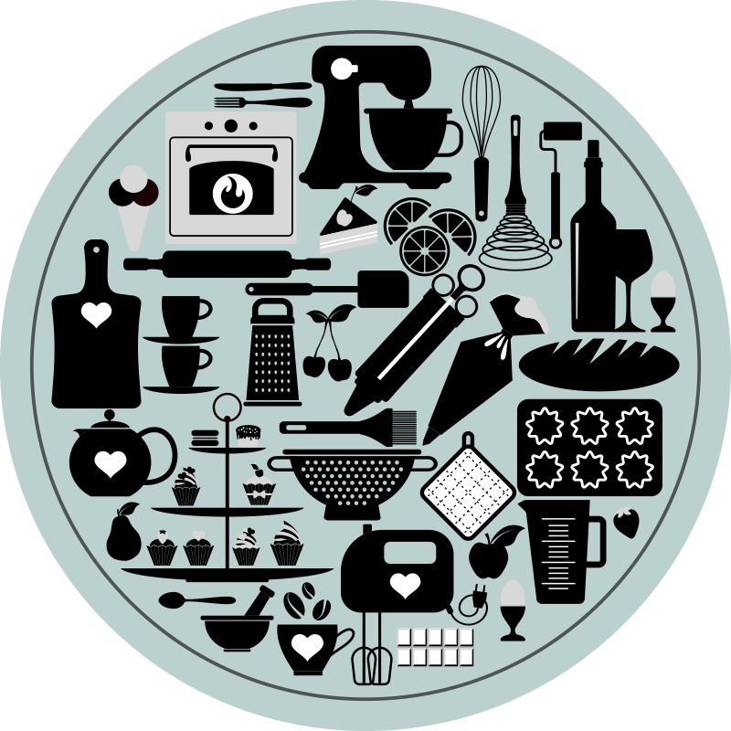 Culinaire silhouetten vinyl vloerkleed keuken - TenStickers