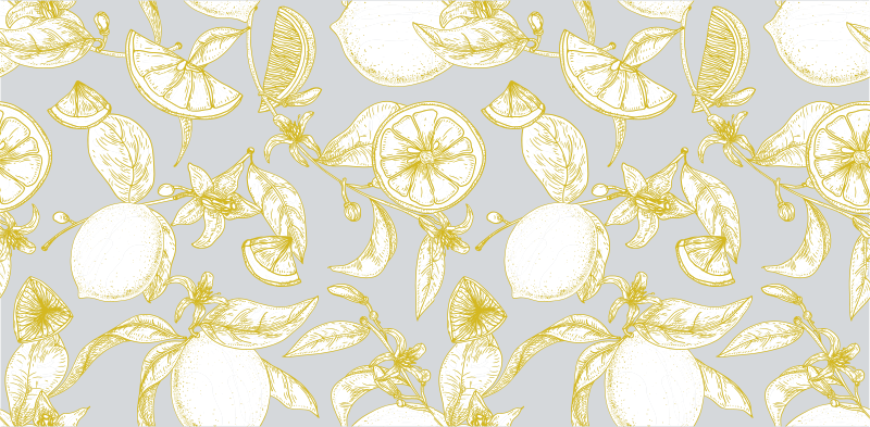 Citrus botanisch patroon vinyl tapijt bloemen en planten - TenStickers