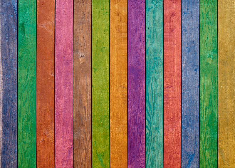 Kleurrijk plankpatroon vinyl tapijt met houtstructuur - TenStickers