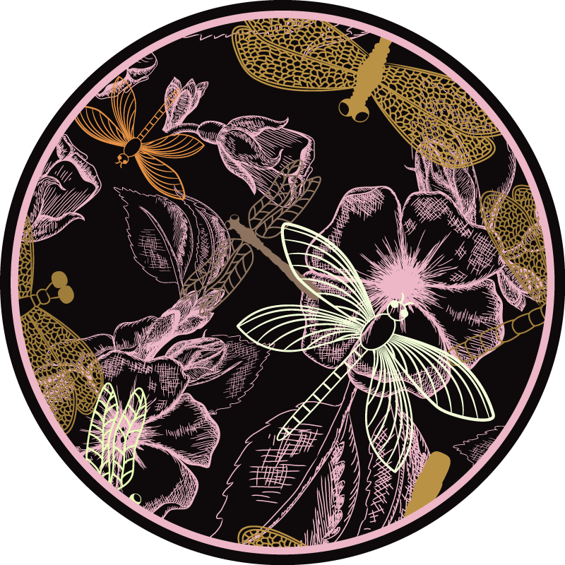 Botanische insectenbeelden vinyl tapijt bloemen en planten - TenStickers
