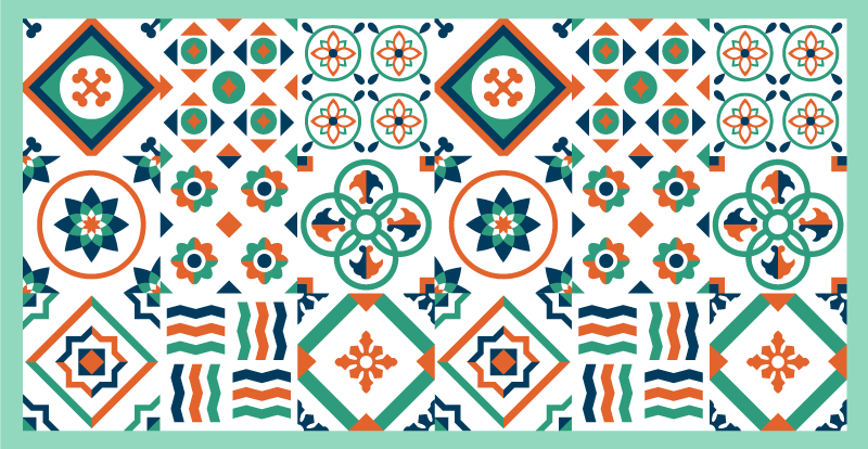 Levendig patroon vinyl vloerkleed keuken - TenStickers