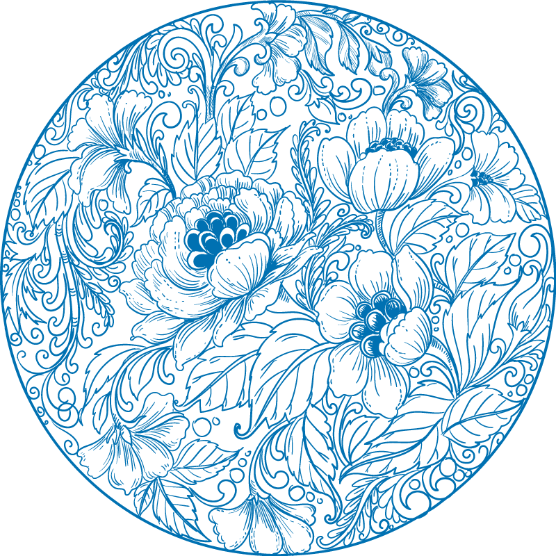 Vinyl tapijt bloemen en planten rond bloemenpatroon - TenStickers