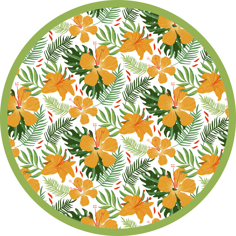 Tropische bloemenharmonie vinyl tapijt bloemen en planten - TenStickers