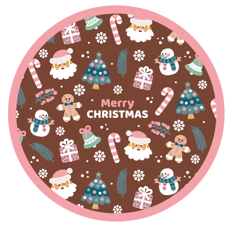Feestelijke ronde cirkel vinyl tapijt kerstmis - TenStickers