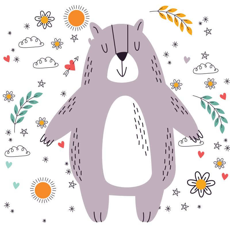 Grillige beer illustratie vinyl tapijt kind - TenStickers