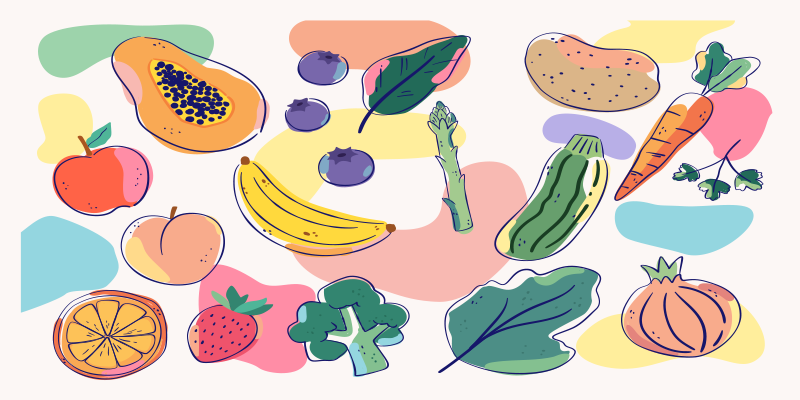 Kleurrijke fruitillustratie vinyl vloerkleed keuken - TenStickers