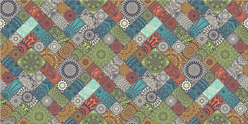 Vinyl tapijt mandala patchwork pad - TenStickers