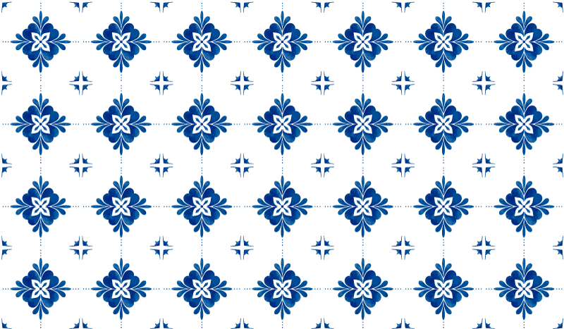 Blauw bloemenmotief vinyl tapijt tegels - TenStickers