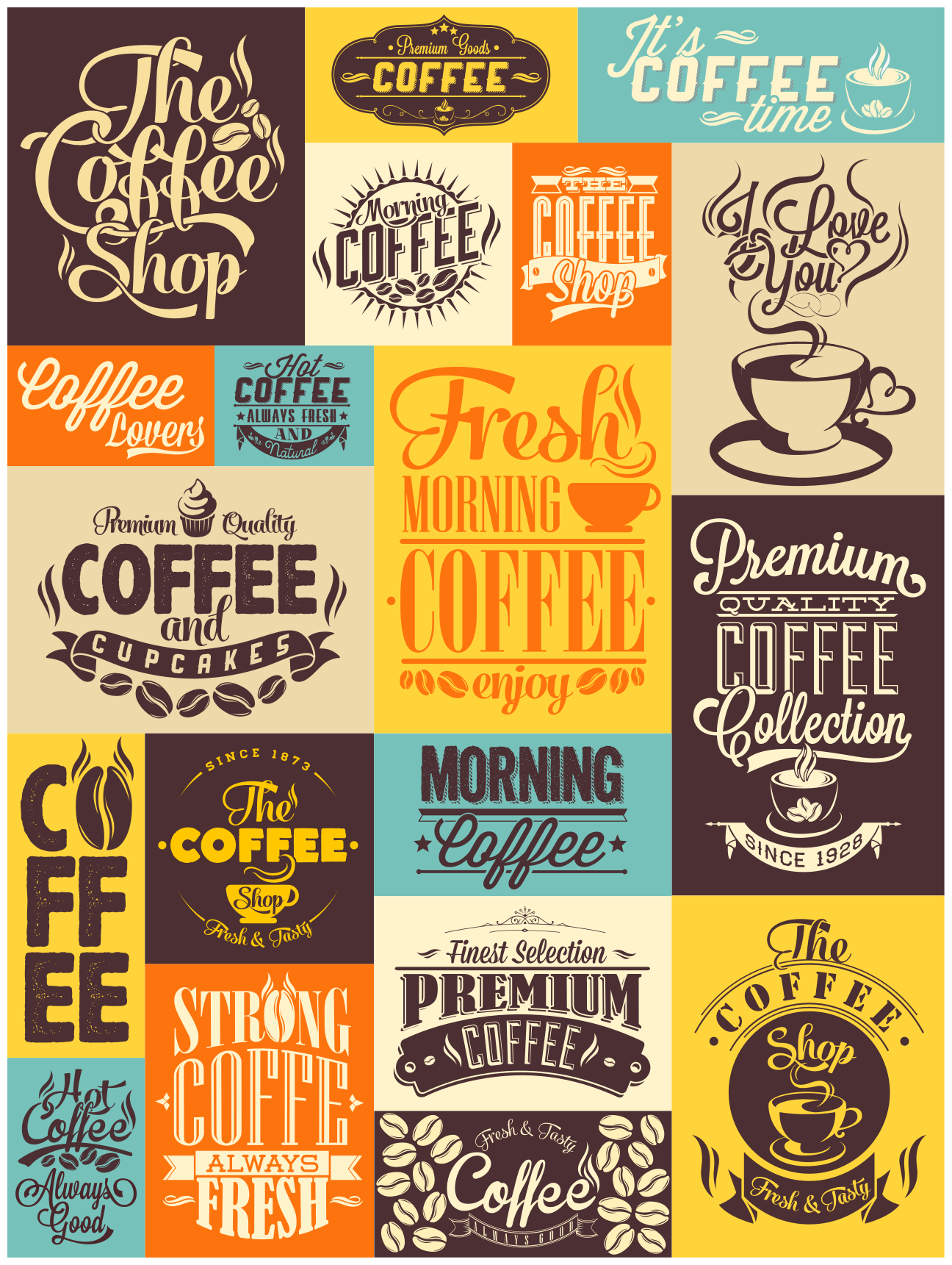 Koffie typografie collectie vinyl tapijt zinnen en teksten - TenStickers