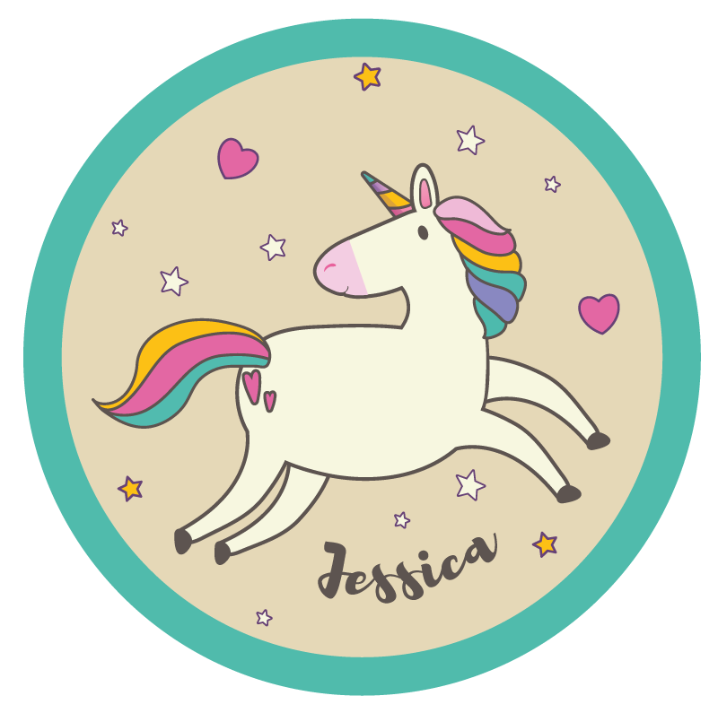 Aangepaste eenhoorn vinyl tapijt met naam - TenStickers