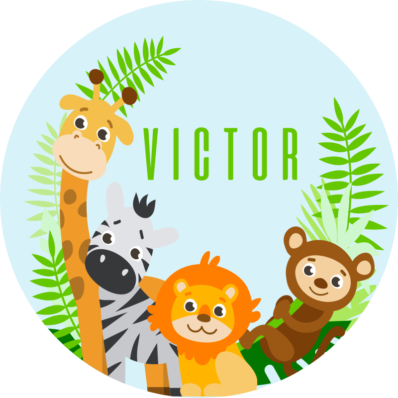 Aanpasbare safari vinyl tapijt met naam - TenStickers