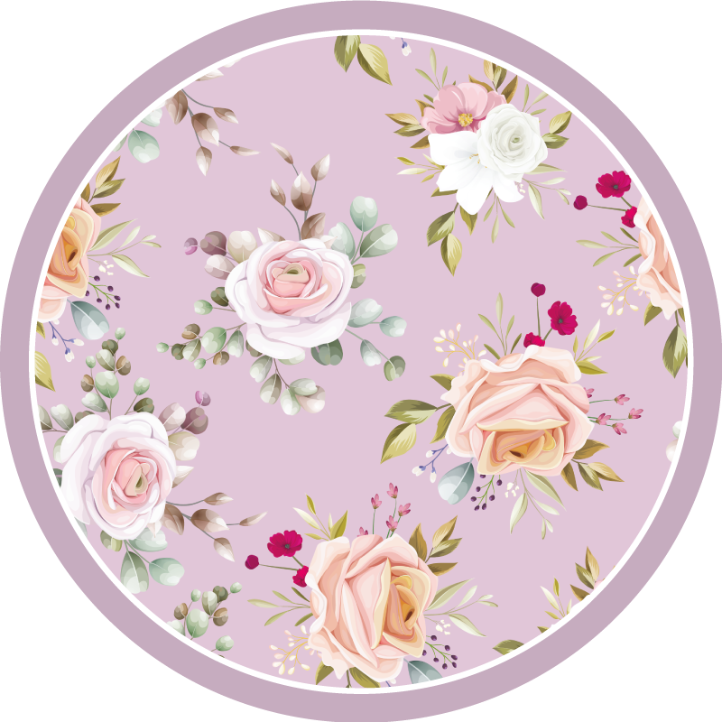 Bloemencirkel elegantie vinyl tapijt bloemen en planten - TenStickers