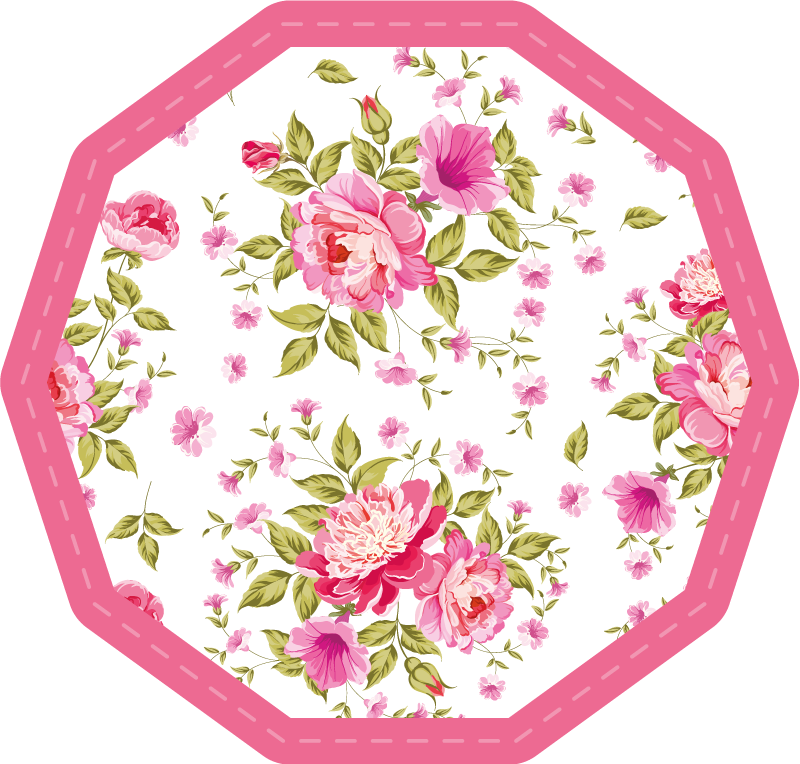 Vinyl tapijt bloemen en planten octagon bloemen - TenStickers