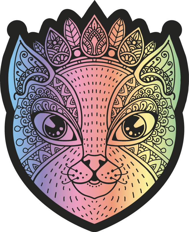 Mandala kat illustratie dieren vinyl tapijt - TenStickers