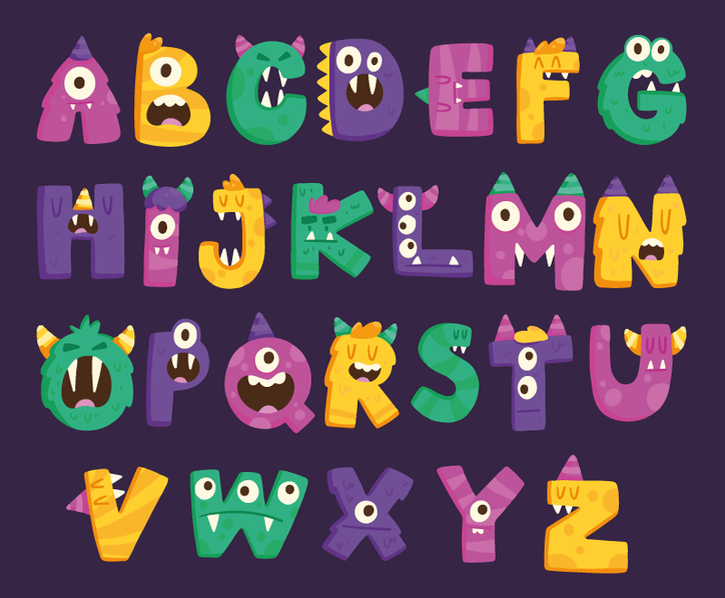 Vinyl tapijt alfabet alfabet monsters - TenStickers