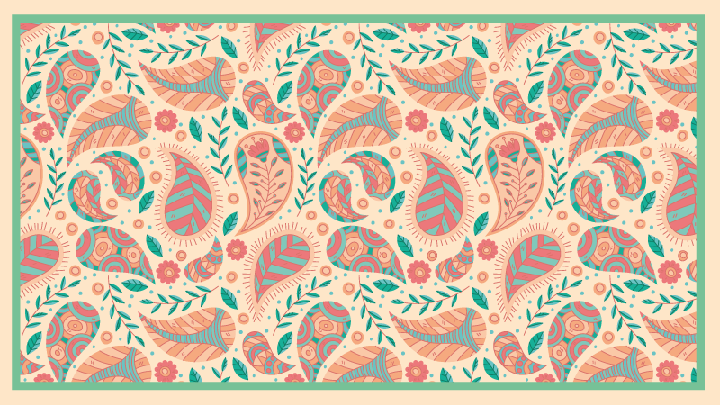 Paisley-patroonfusie vinyl tapijt mandala - TenStickers