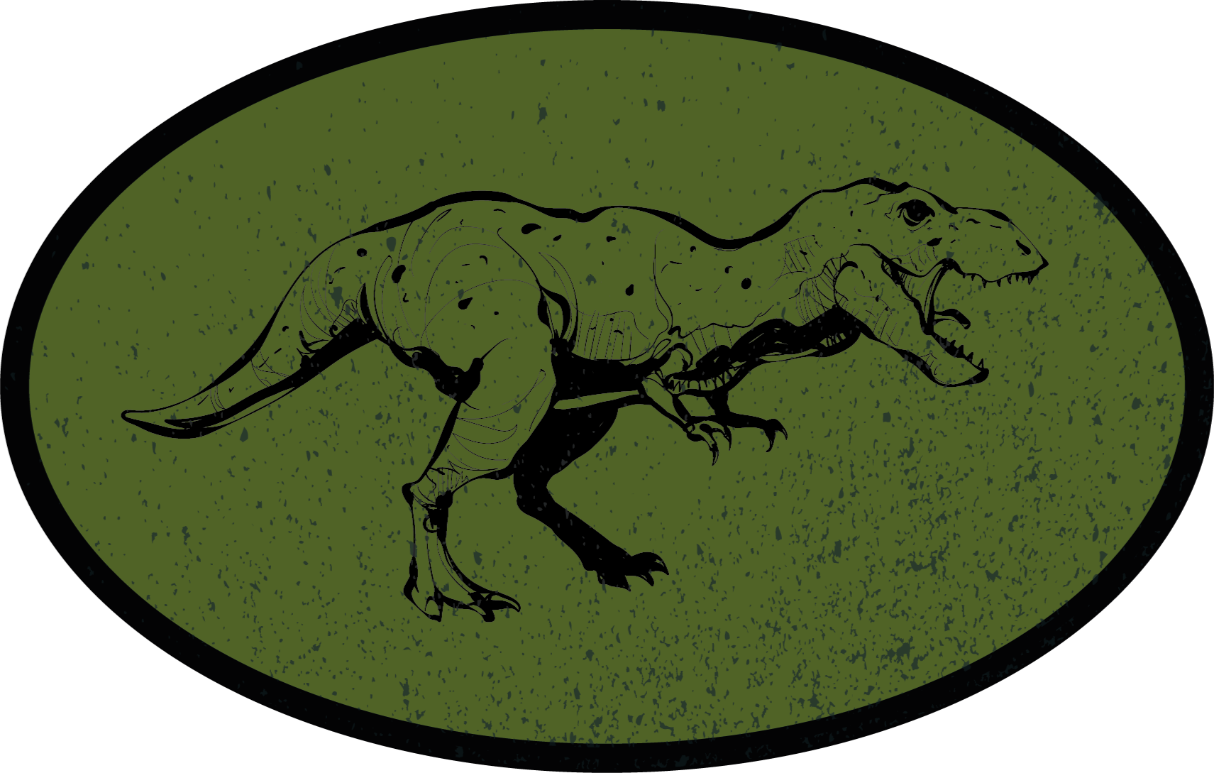 Ronde vinyl vloerkleed donkere groene dino - TenStickers