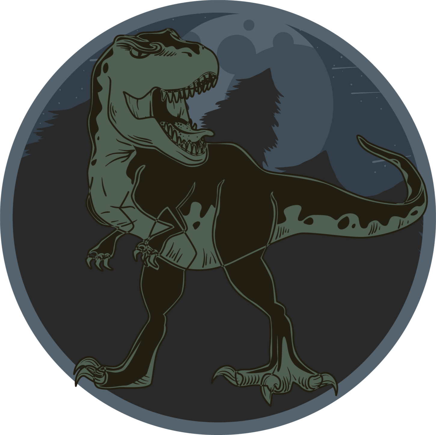 Vinyl vloerkleed wilde dino in de nacht - TenStickers