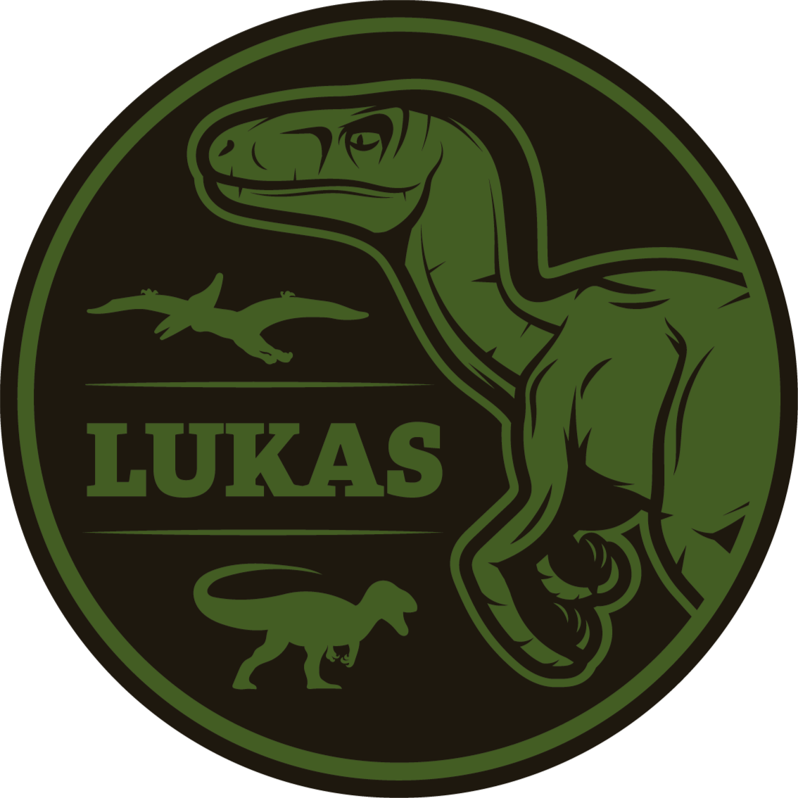 Vinyl tapijt groene dino met naam - TenStickers