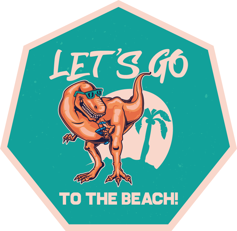 Stranddinosaurusplezier dieren vinyl tapijt - TenStickers