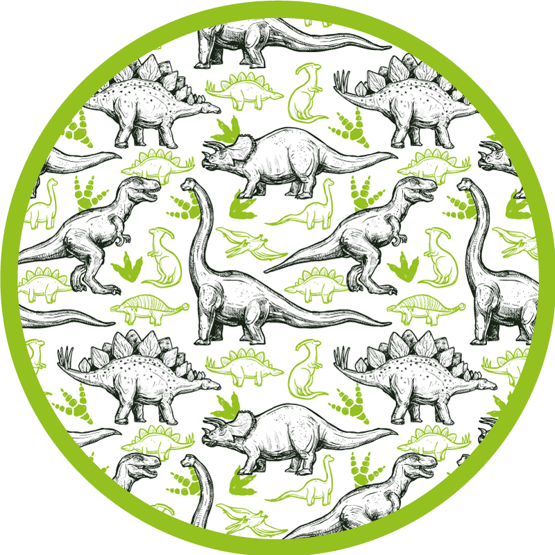 Vinyl vloerkleed dieren Twee kleuren doodle dinosaurus print - TenStickers