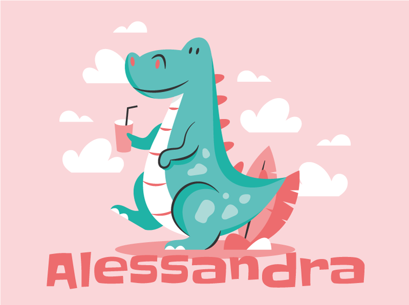 Gepersonaliseerde draak vinyl tapijt met naam - TenStickers