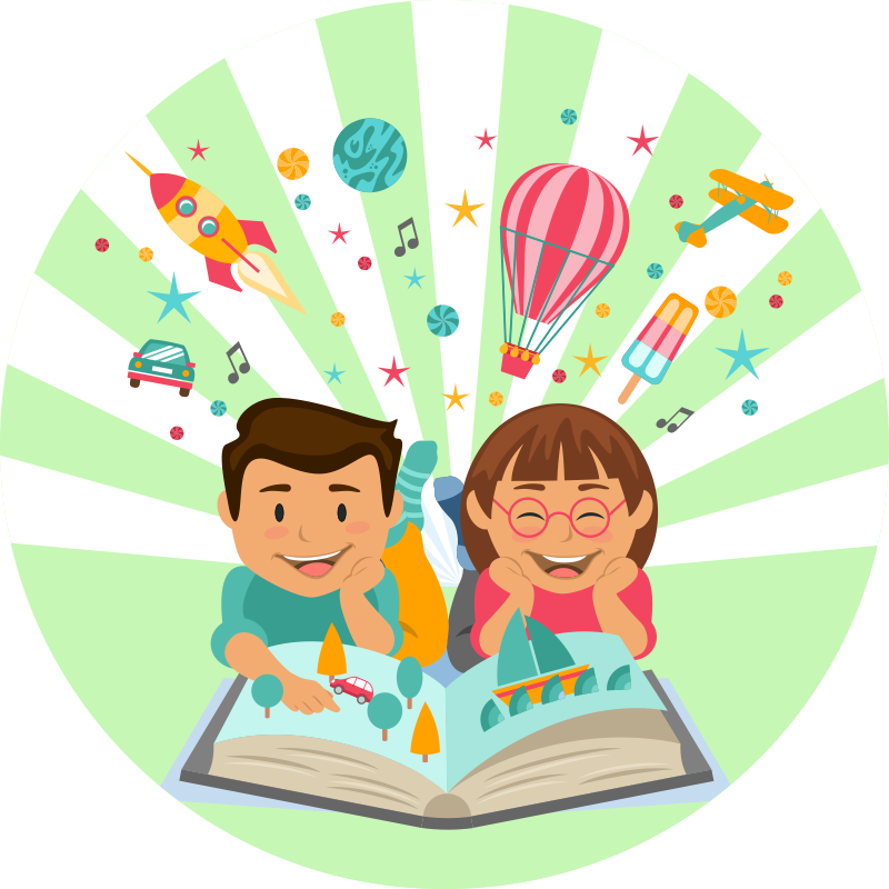 Fantasierijke lectuur vinyl tapijt kind - TenStickers