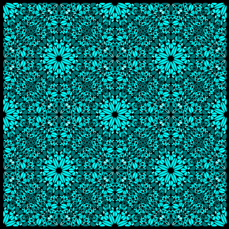 Geometrische bloemenreeks vinyl tapijt turquoise - TenStickers