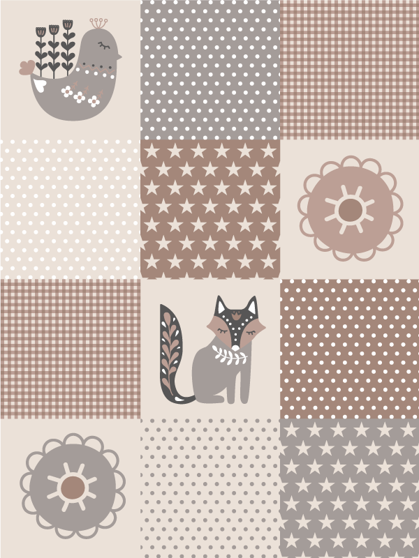 Patchwork-speeltijd vinyl tapijt voor meer kinderen - TenStickers