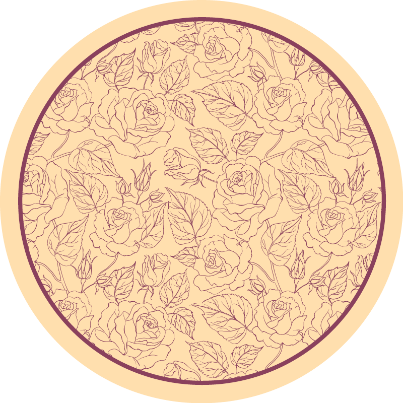 Rozenpatroon rond vinyl tapijt bloemen en planten - TenStickers
