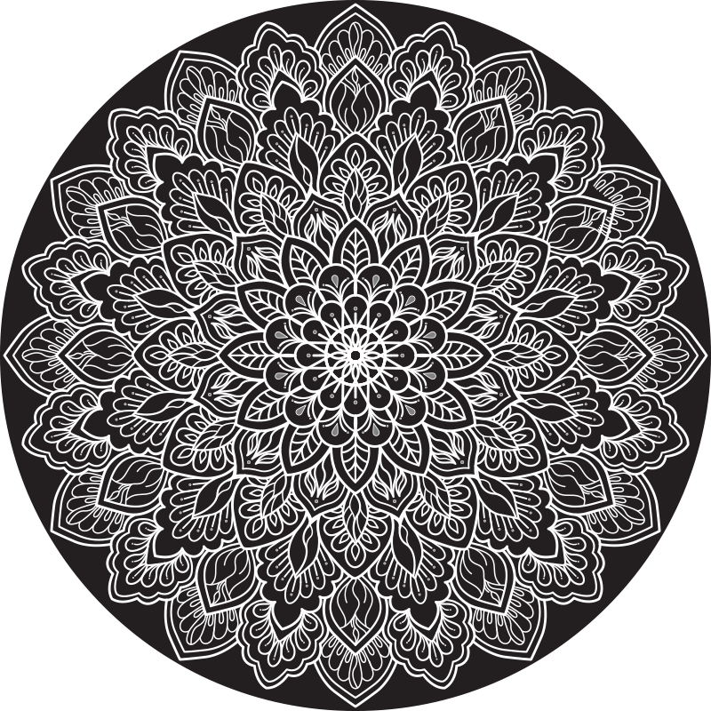 Elegant monochroom concept vinyl tapijt mandala - TenStickers