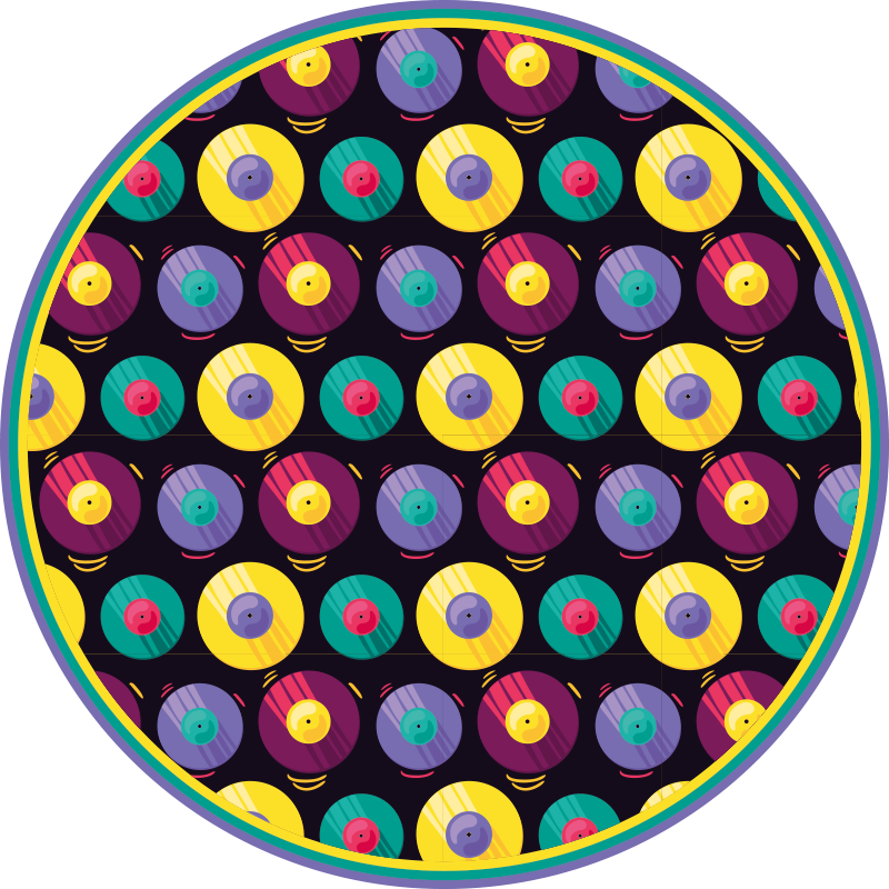 Retro schijven compositie vinyl tapijt spel - TenStickers