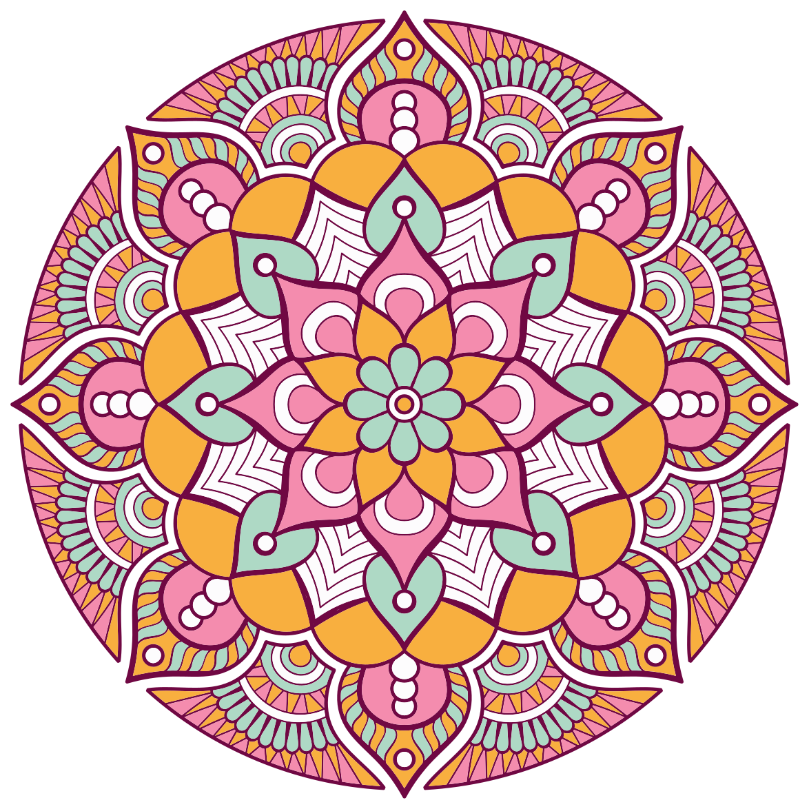Levendig bloemenconcept vinyl tapijt mandala - TenStickers