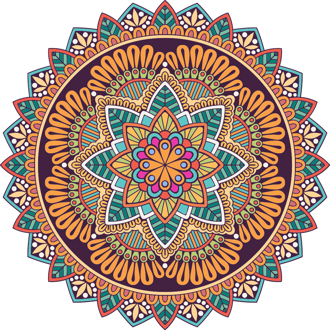Mandala vinyl tapijt Kleurrijke mandala bloem - TenStickers