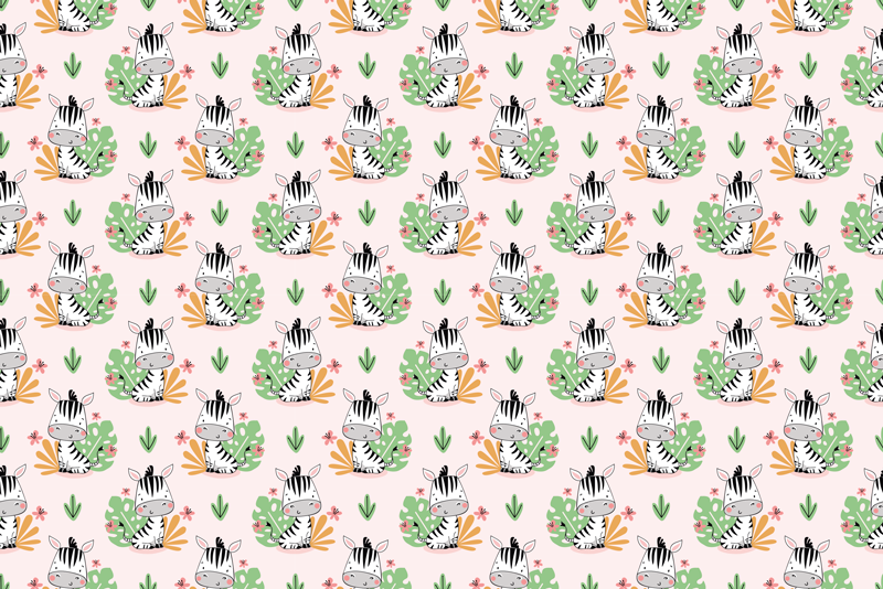 Zebra-junglepatroon vinyl tapijt voor meer kinderen - TenStickers