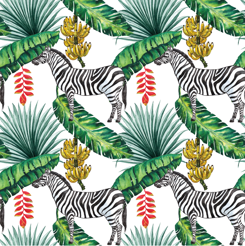 Tropische zebra dieren vinyl tapijt - TenStickers