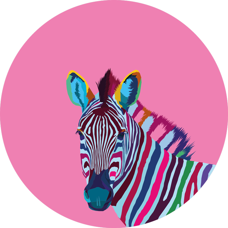 Kleurrijk zebraportret dieren vinyl tapijt - TenStickers