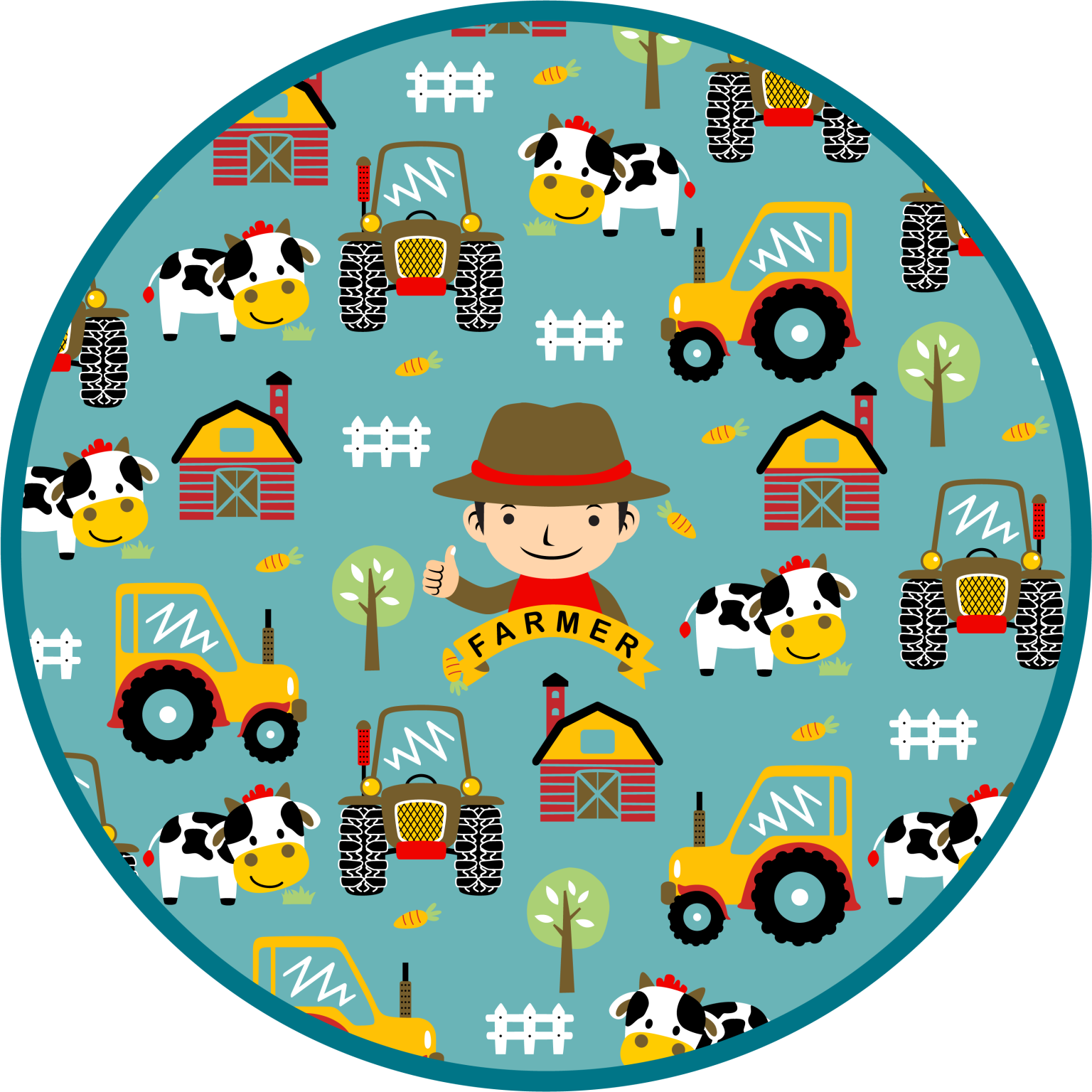 Boeren leuk patroon vinyl tapijt voor meer kinderen - TenStickers