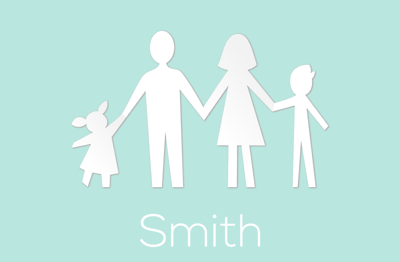 Aanpasbare familie vinyl tapijt met naam - TenStickers