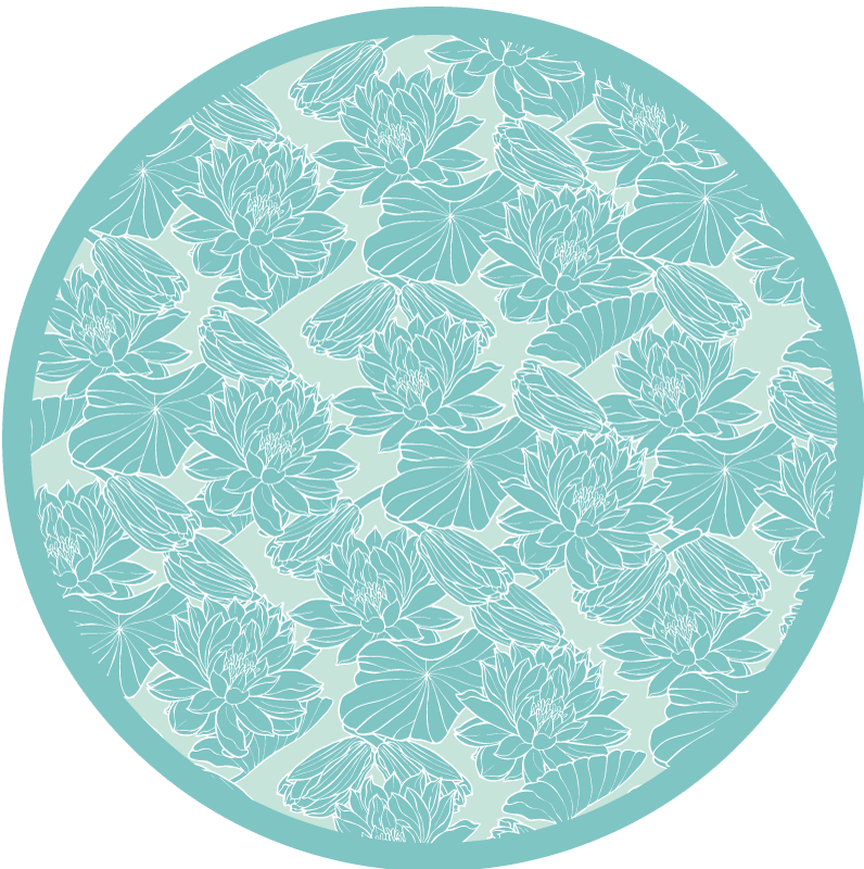 Bloemenmotief cirkel vinyl tapijt bloemen en planten - TenStickers