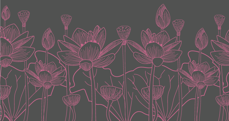 Bloemencontourschets vinyl tapijt bloemen en planten - TenStickers