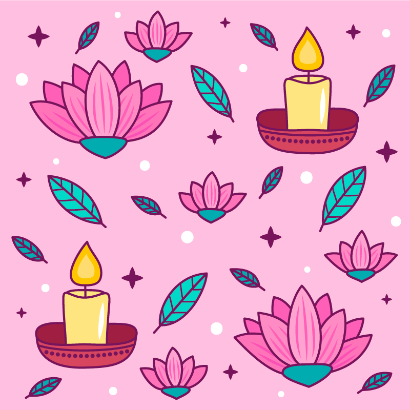 Sfeer van lotusbloesem vinyl tapijt bloemen en planten - TenStickers